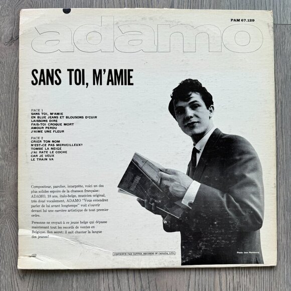 Vintage Salvatore Adamo Vinyl Record Sans Toi M’Amie 1963-1964 Chanson Française - Picture 2 of 5